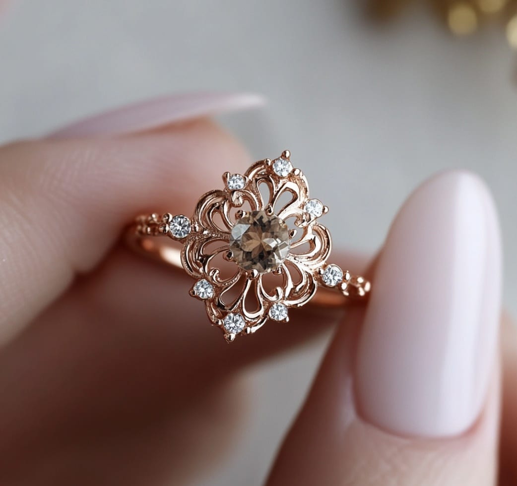 cognac & diamonds ring