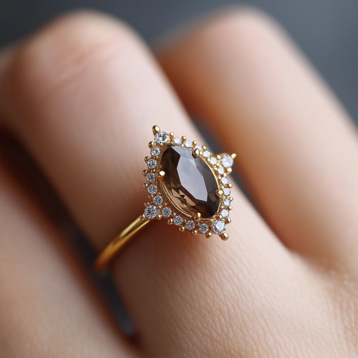 smoky & diamonds ring