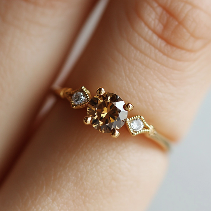 smoky & diamonds ring