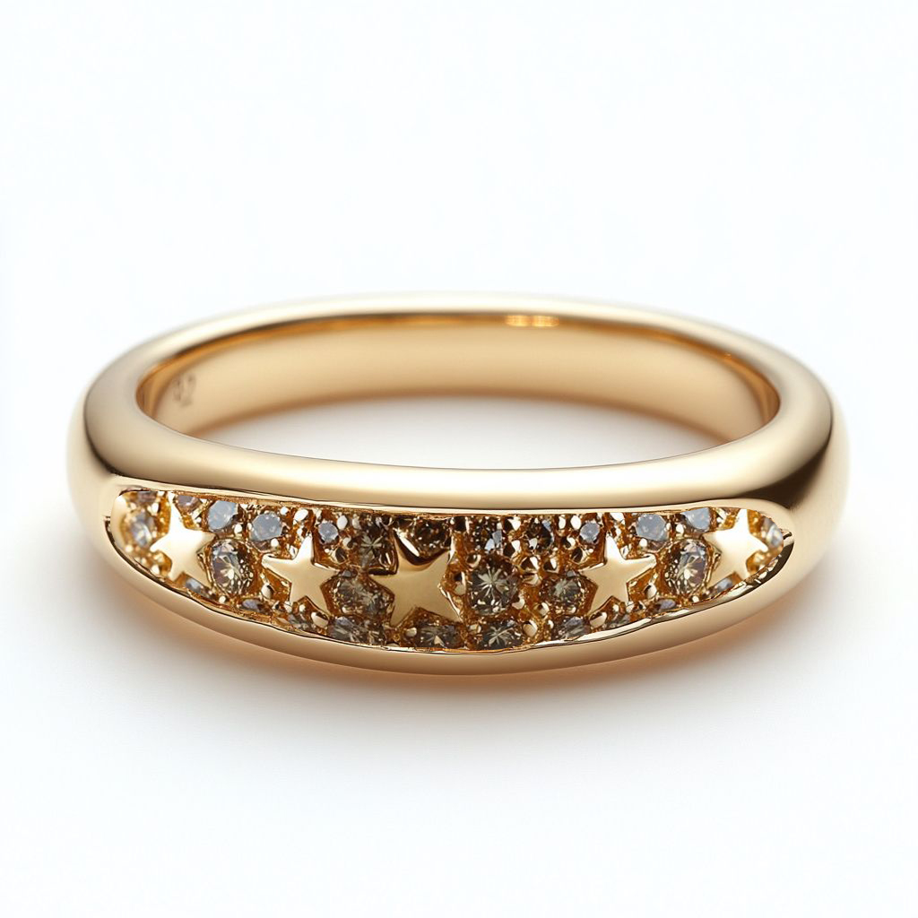 Gold Stars with Cognac Diamonds ring